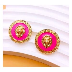LION HEAD STUD EARRINGS
